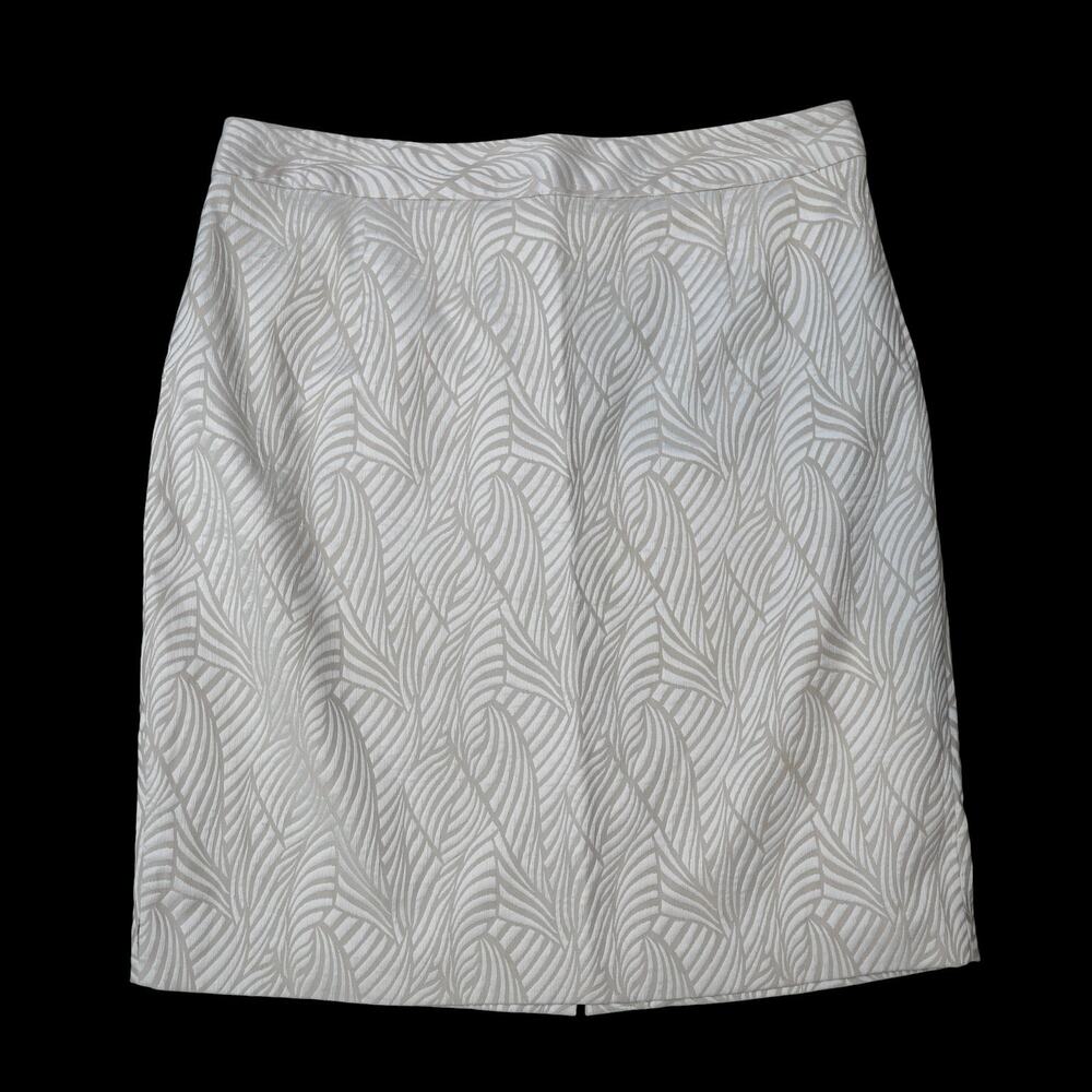 Calvin Klein Jacquard Tapestry Pencil Skirt Cream & White Corpcore No Tag Sz 18W - Picture 9 of 14